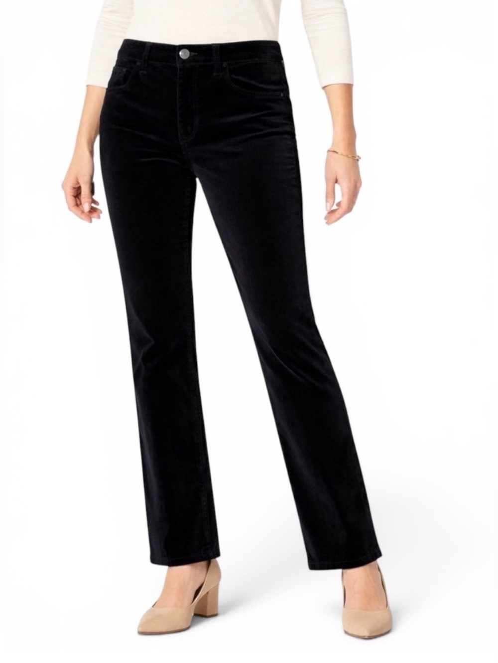 Talbots Black Straight Leg Velvet Stretch Pants Size 8